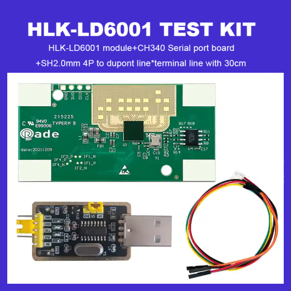 Hi-link 60G radar sensor module test board LD6001 Test Kit intelligent sensing detection of human body area position, quantity statistics, and walking trajectory